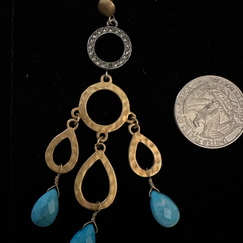 Chic Gold And Turquoise Dangle Earrings
